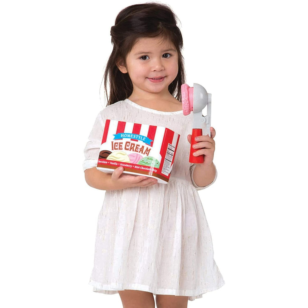 Child Holding Ice Cream Cone Playset Container and Ice Cream Scoop