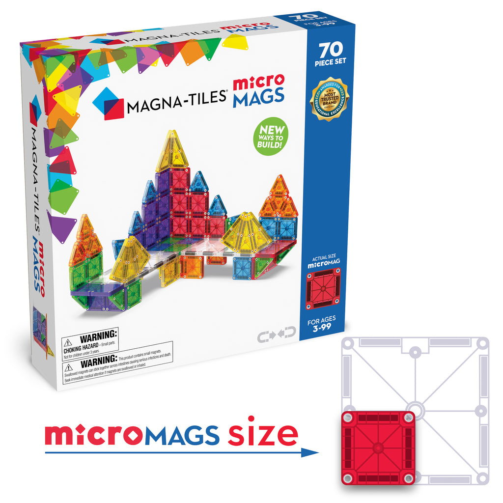 Front of microMAGS Magna-Tiles 70 Piece DLX Set Box