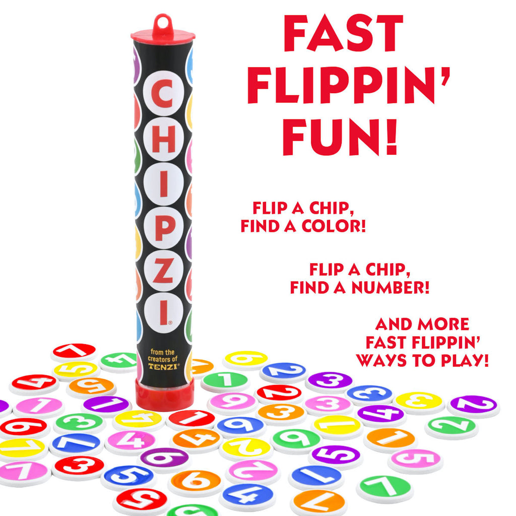 Chipzi "Fast Flippin' Fun" with game and chips spread around it