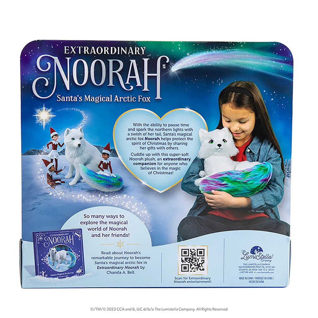 Back of Noorah Plush Packaging