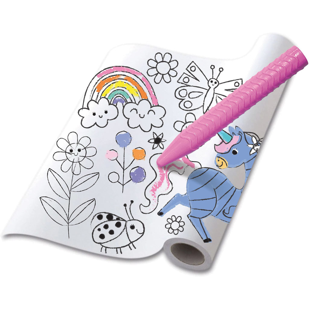 Crayon coloring on Coloring Roll Kit Fantasy Unicorn