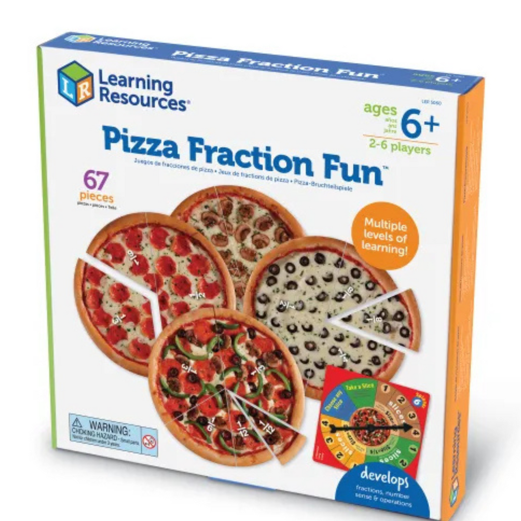 Learning Resources Pizza Fraction Fun educational toy packaging on a white background