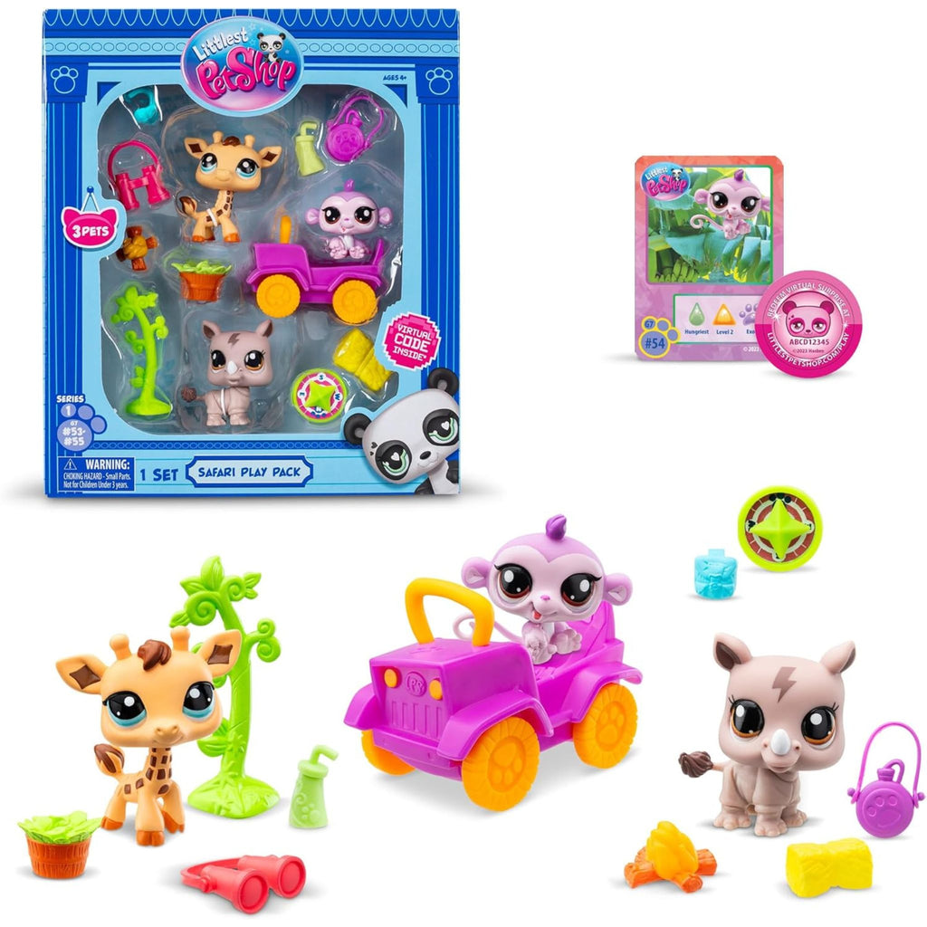 LIttlest Pet Shop Safari Play Pack Pets, Card, and Coin