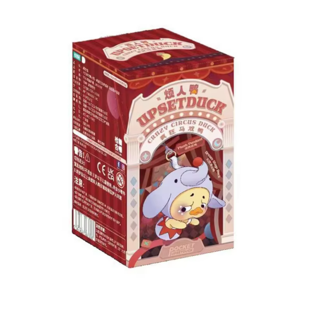 Product packaging with cartoon duck character on a white background