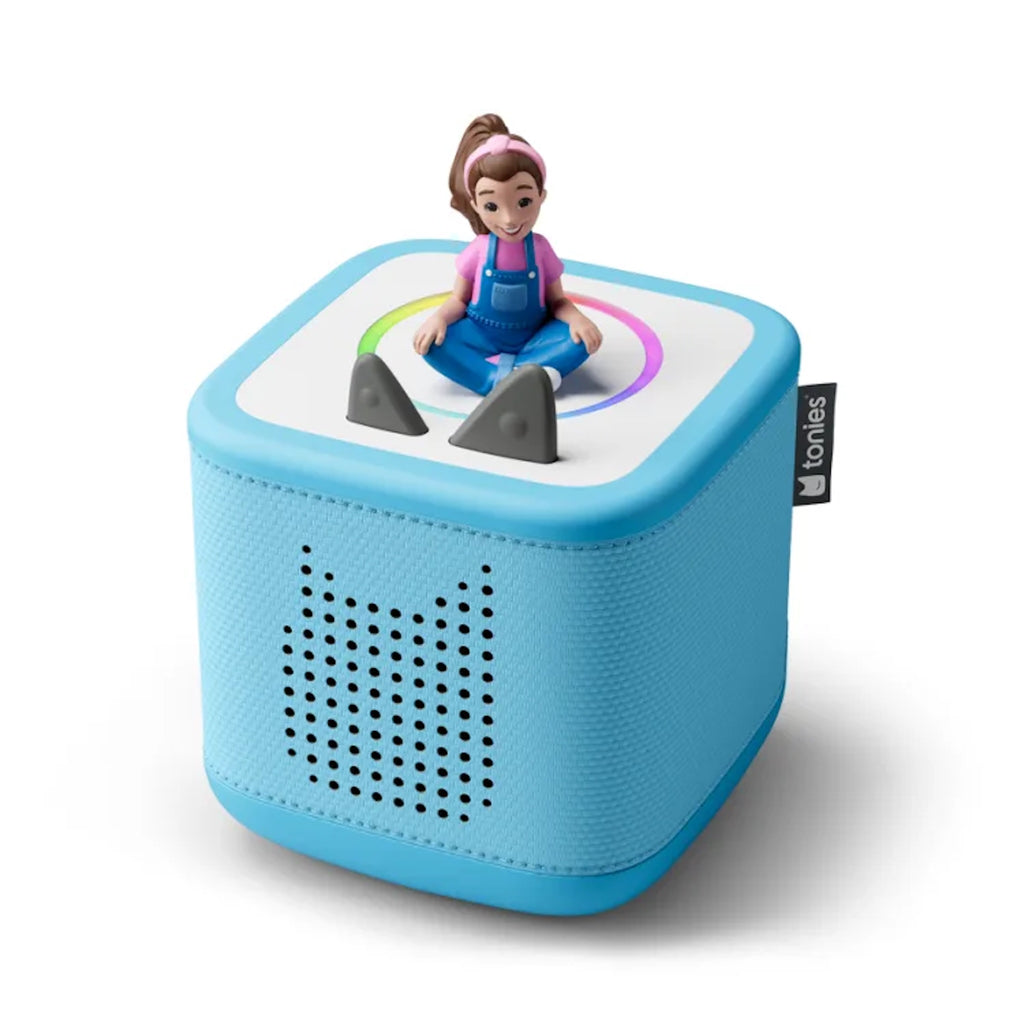 Toniebox 2 Starter Set in Sky Blue with a Ms Rachel Tonie on top 