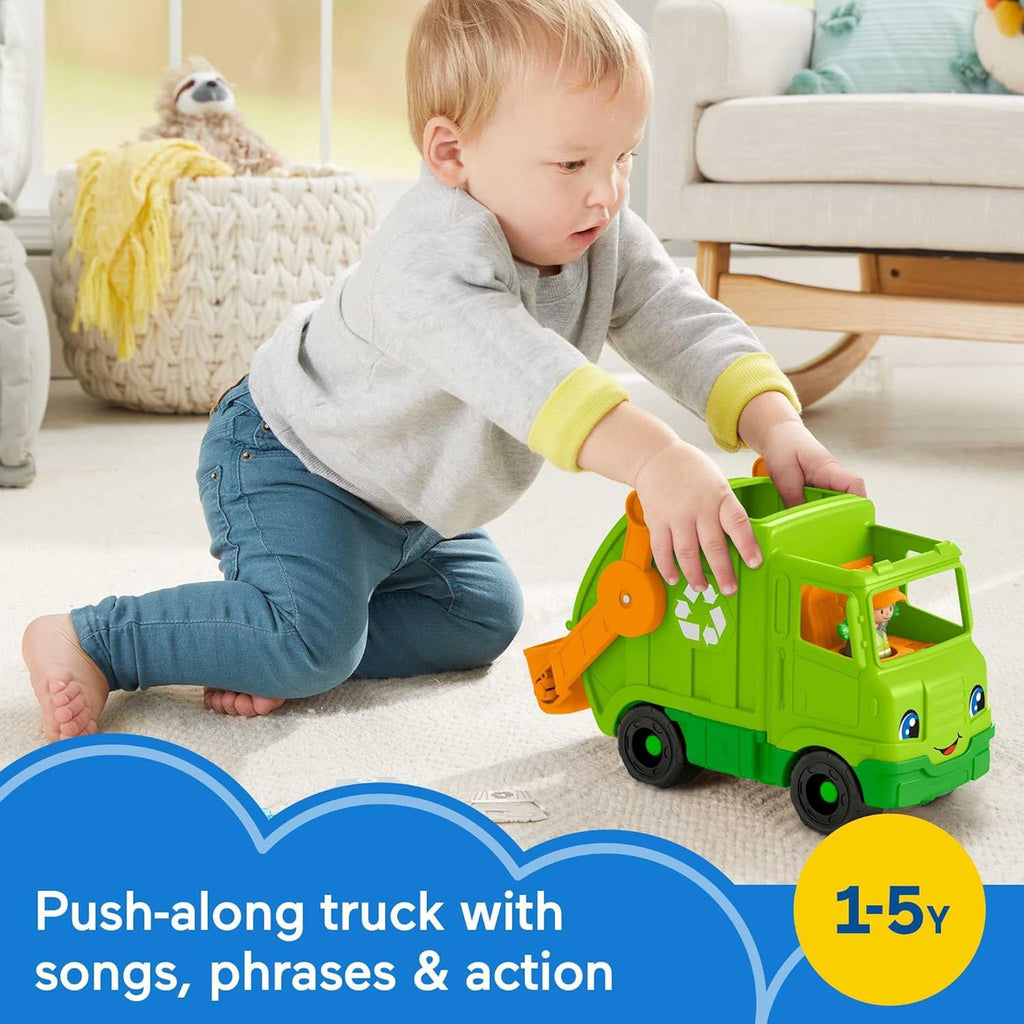 Child Playing with Little People Recycling Truck and its Features