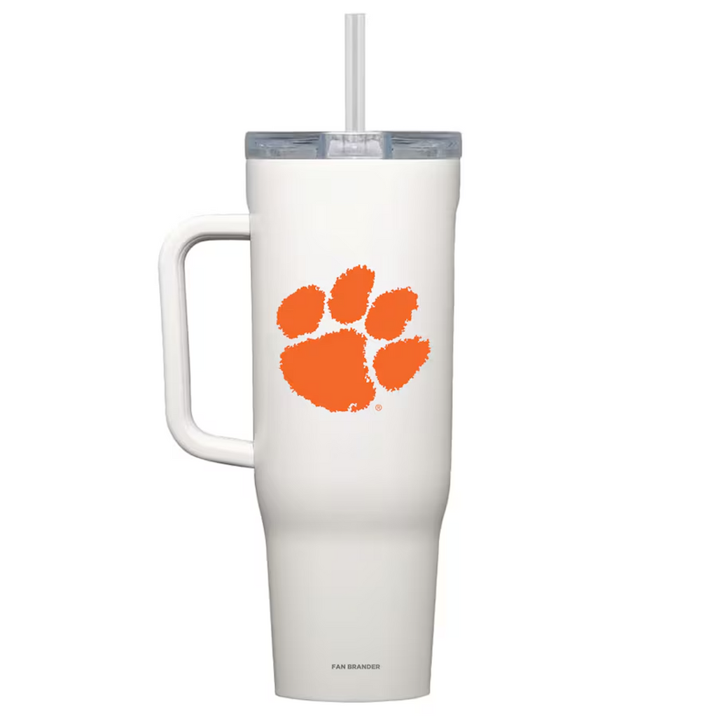 Front of Corkcicle Clemson Cruiser Tumbler