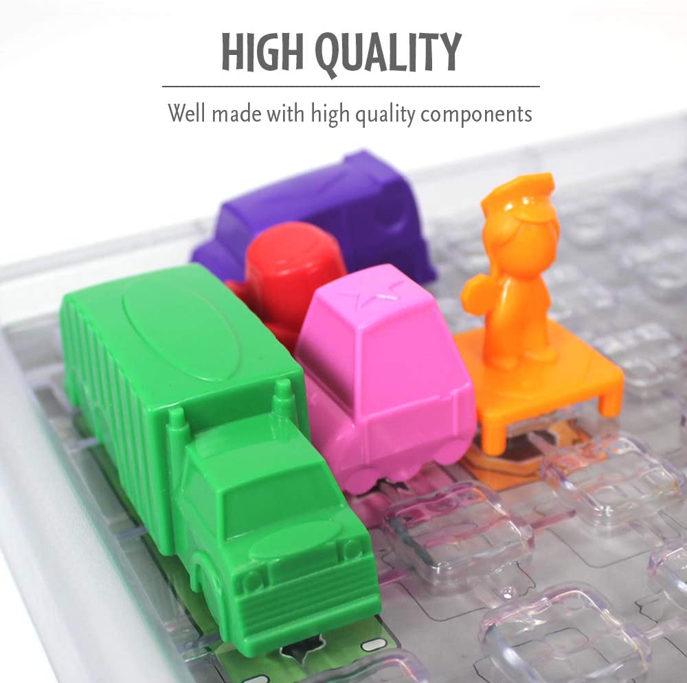 Colorful plastic toys on a clear base with 'High Quality' text above.