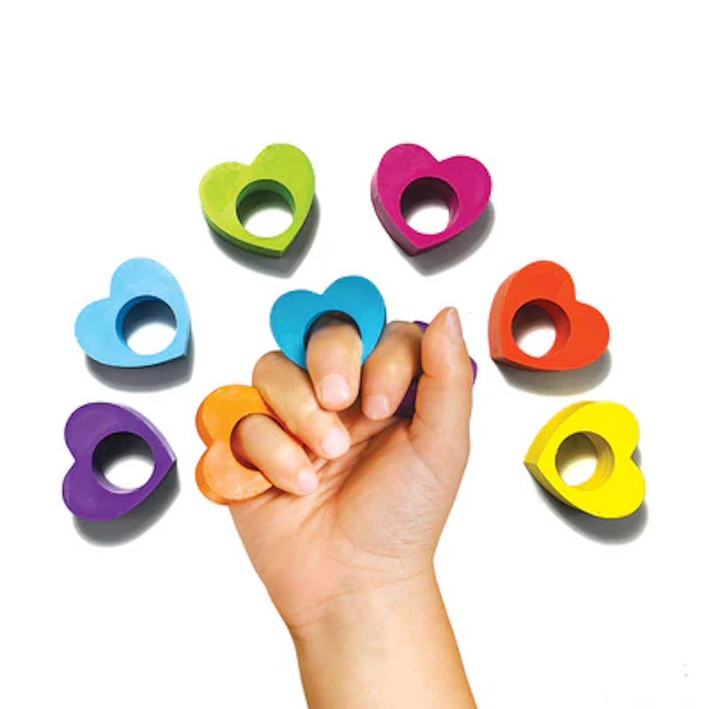 Hand Using Heart Ring Crayons