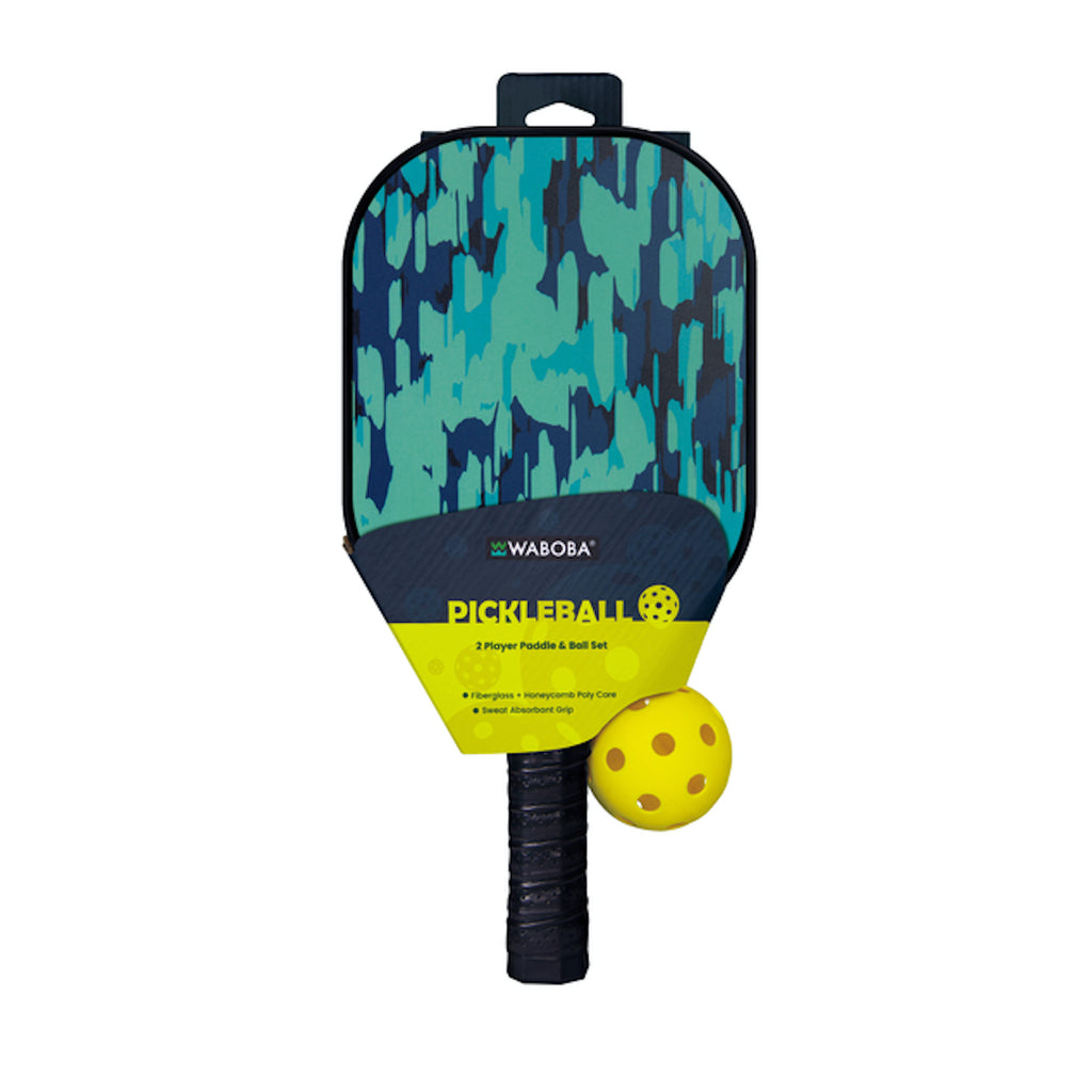 Pickleball Set with two paddles and a ball in packaging