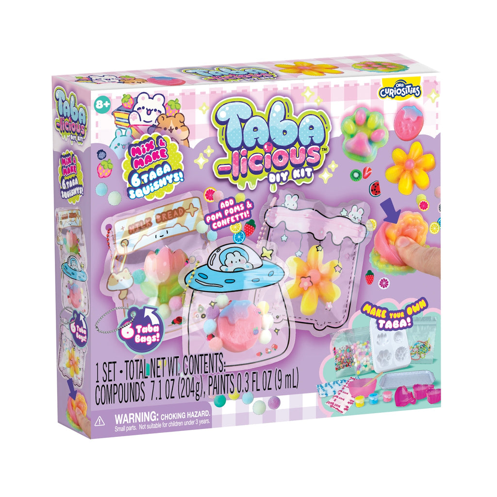 Box of Taba-licious toy set with colorful graphics and text on a white background