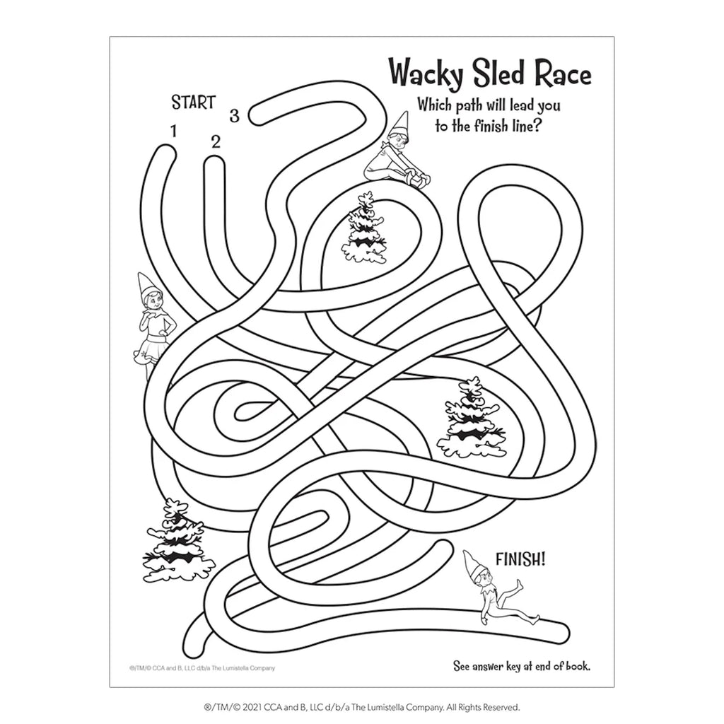 Wacky Sled Race page in Santa's North Pole Friends: Activity Book