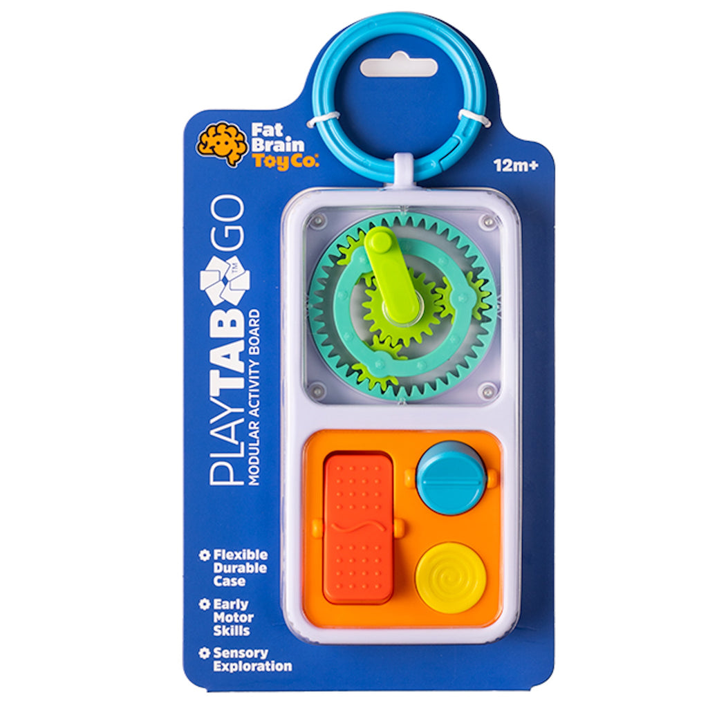 PlayTab Go toy in packaging with Fat Brain Toy Co branding on a white background