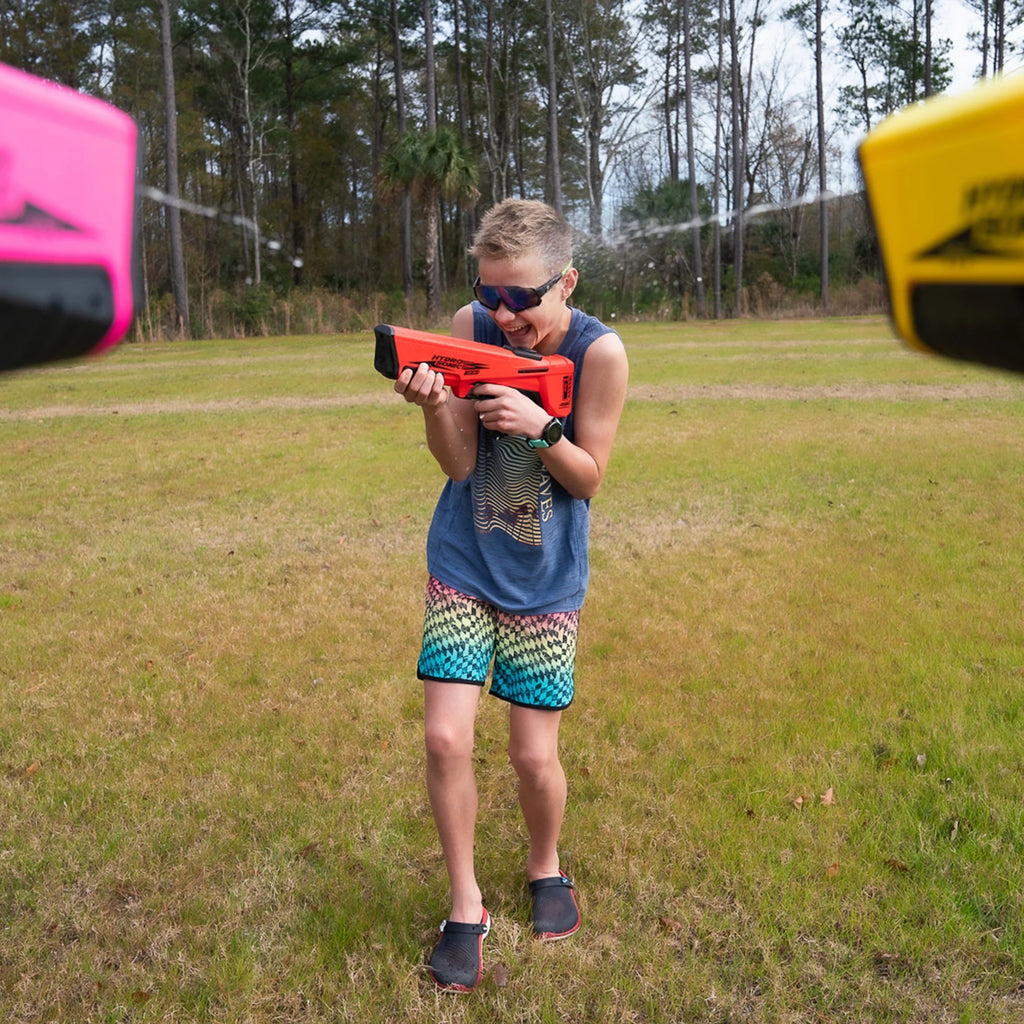 Child getting sprayed with WaveRunner HydroSonic 