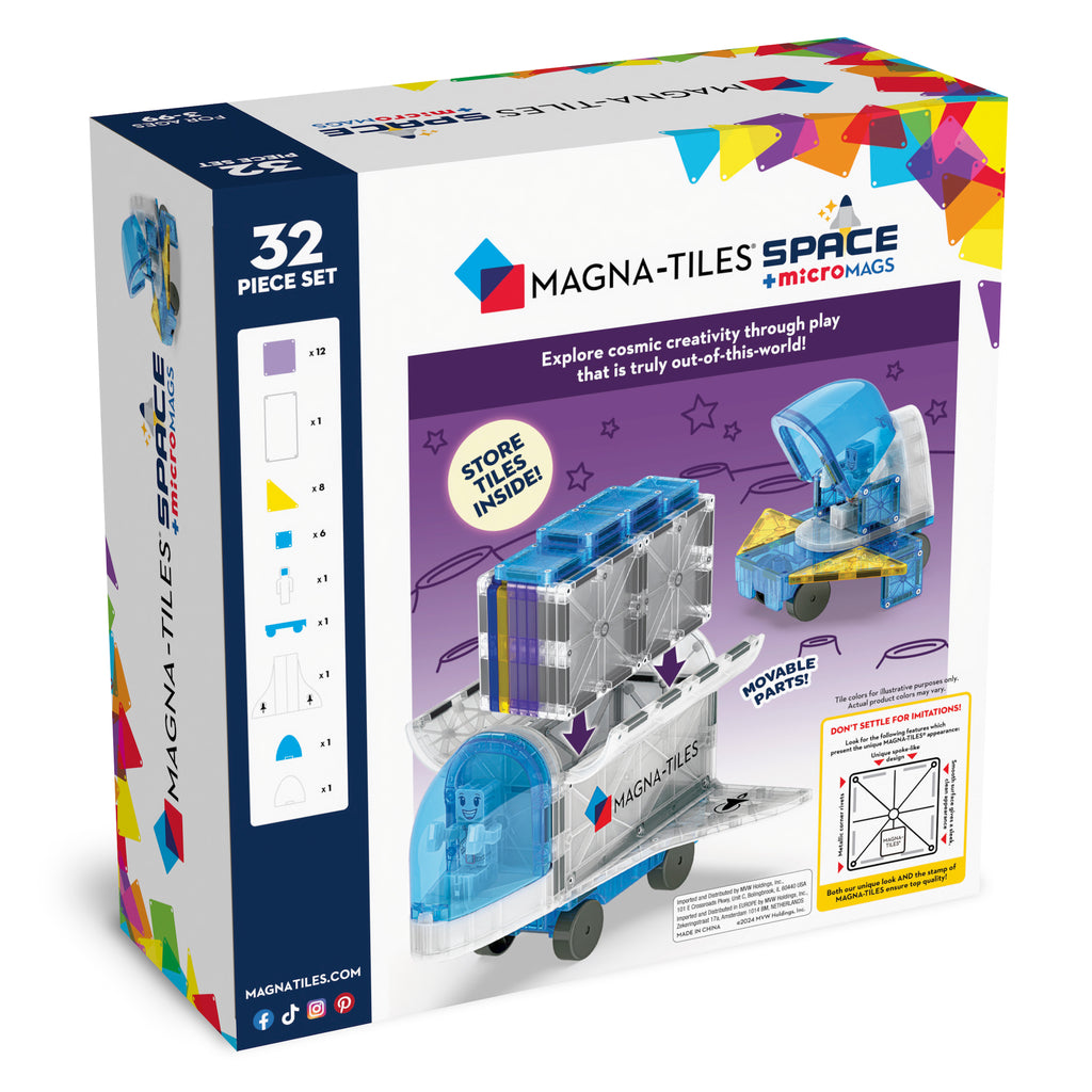 Back of MagnaTiles Space 32 Piece Set Box 