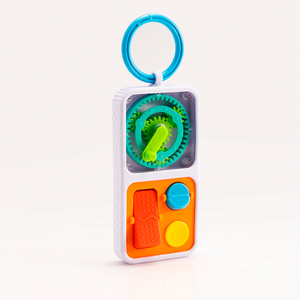 Play Tab Go with gears and buttons on a white background