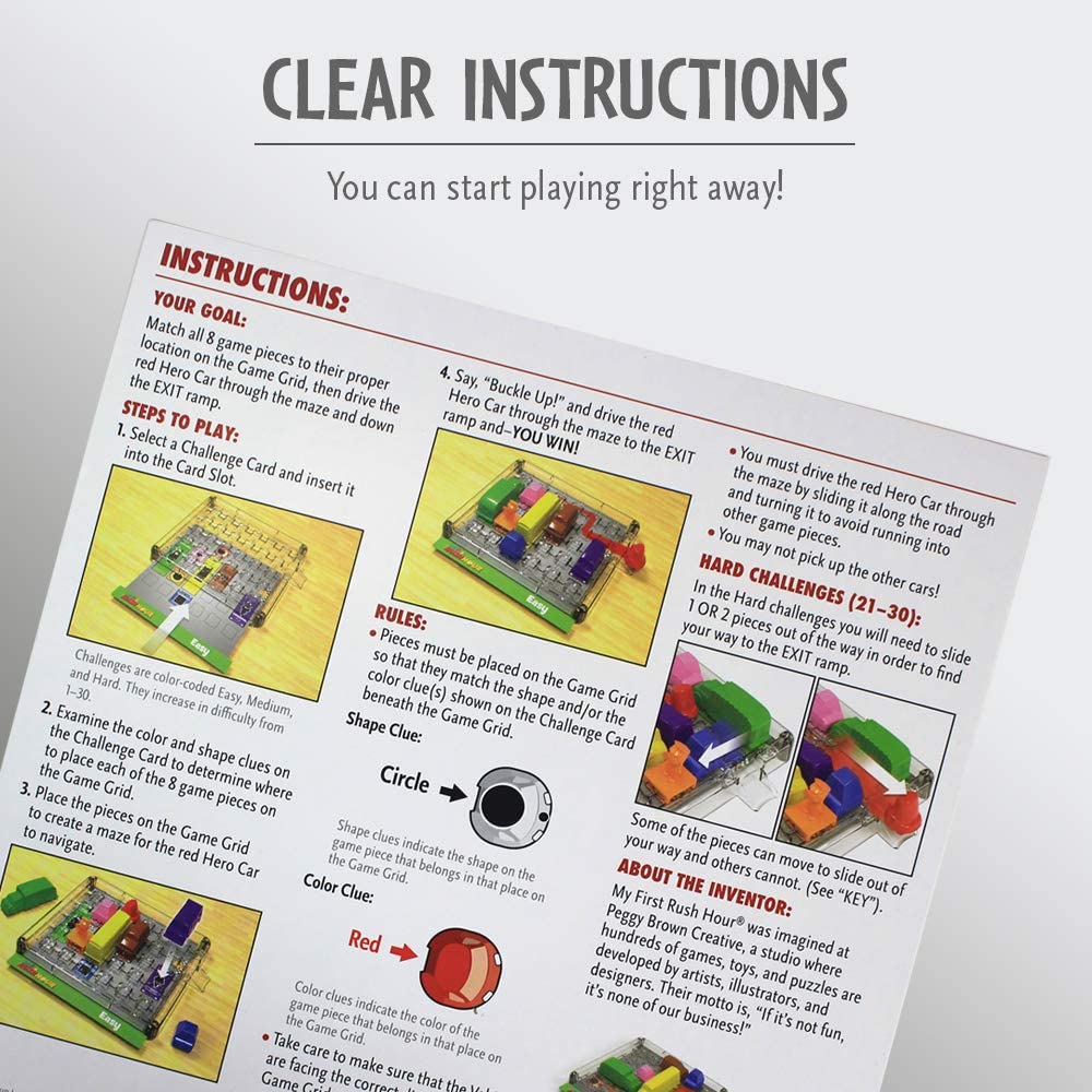 Game instructions with colorful graphics on a white background 