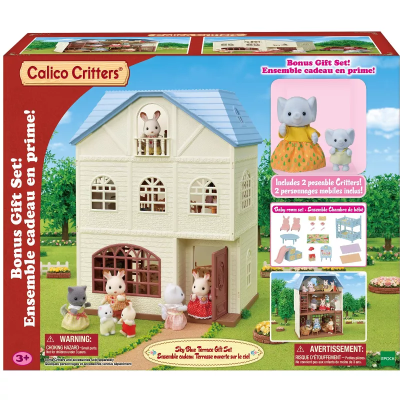 Calico Critter Sky Blue Terrace Gift Set in packaging
