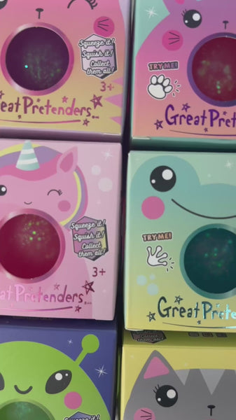 Video of hand squishing Gliterally Amazing Squishy Balls