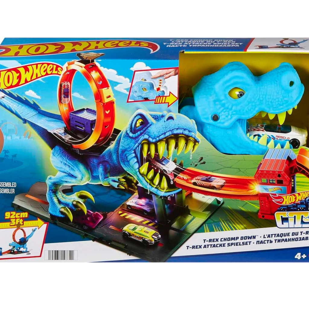 HotWheels City TRex Chomp Down Playset in packaging