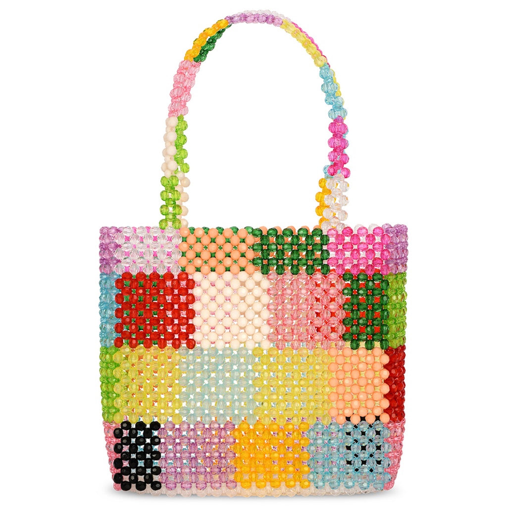 Front of Color Block Beaded Bag