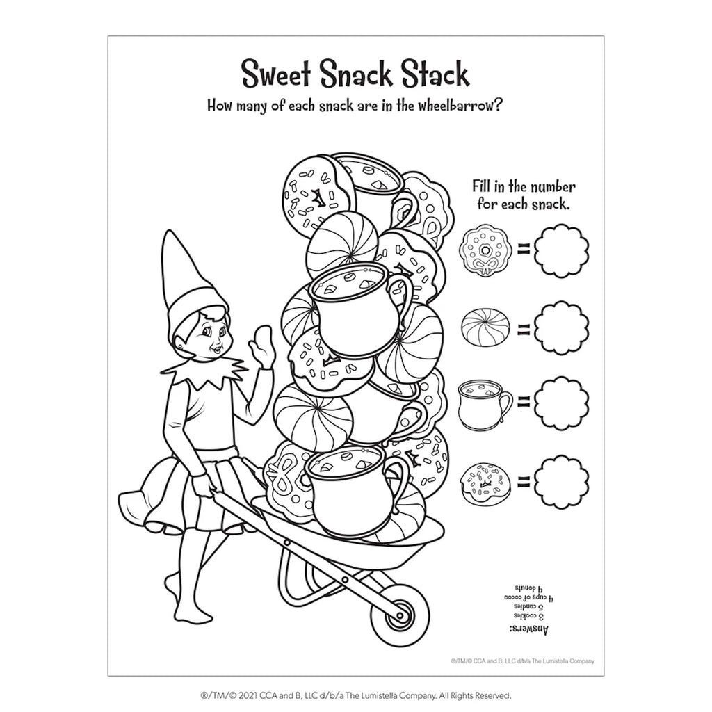 Sweet Snack Stack page in Santa's North Pole Friends: Activity Book