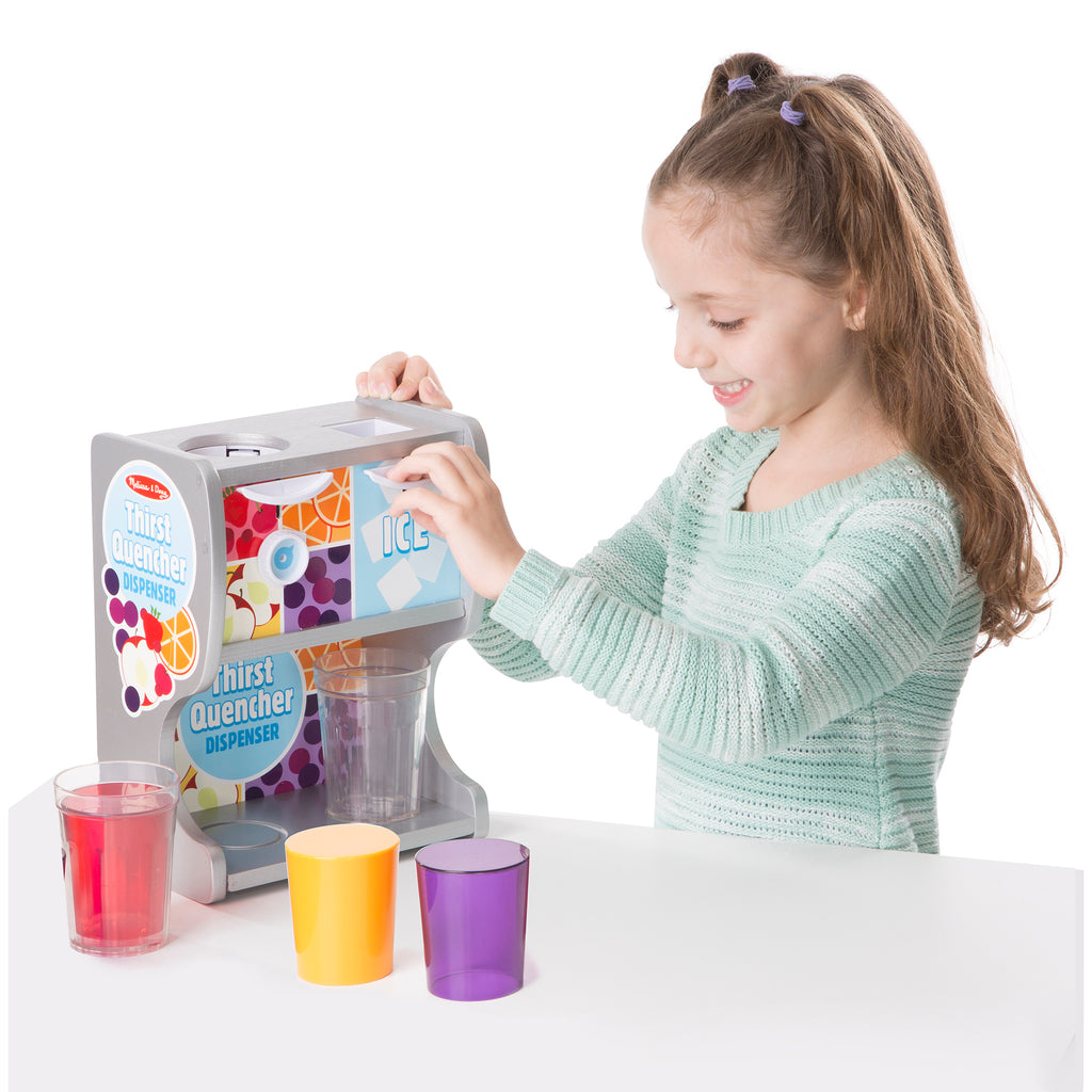 Girl Playing With Thirst Quencher Dispenser 