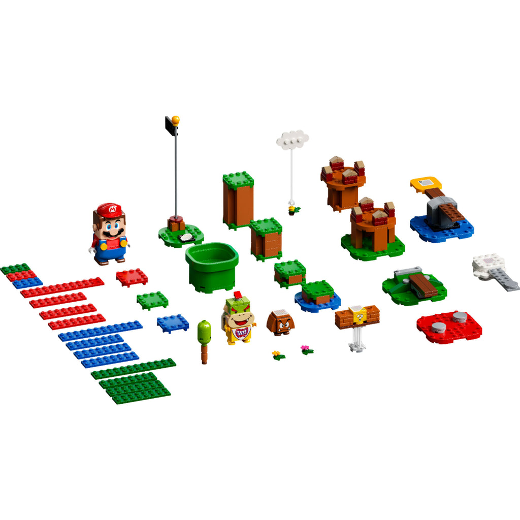LEGO Super Mario Adventures with Mario Starter Set Contents Laid Out