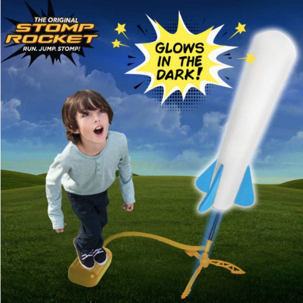 Child Stepping on Stomp Rocket and Watching Rocket Fly into Air