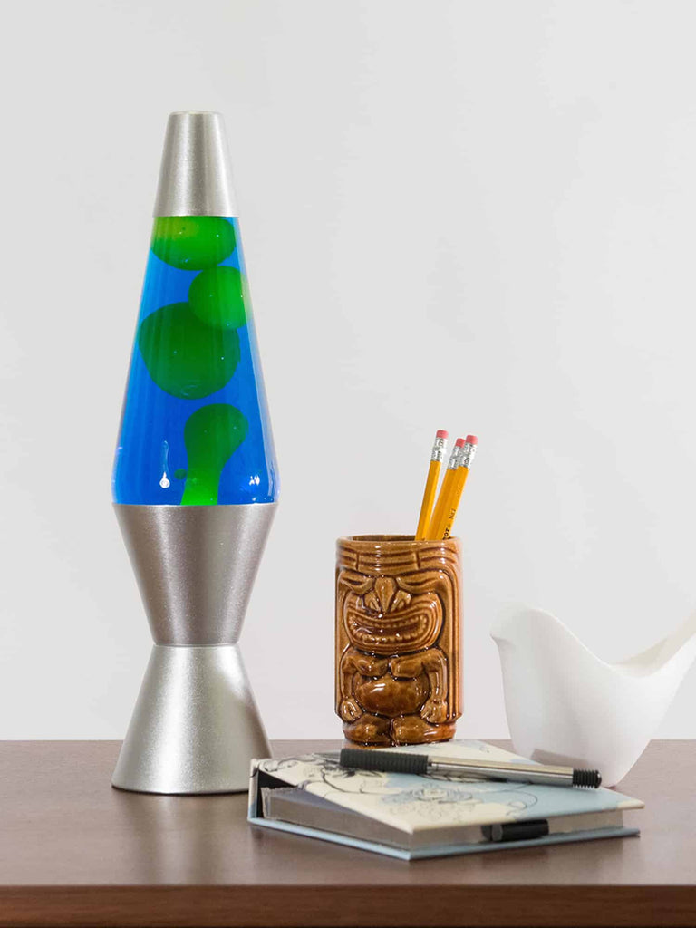 blue and yellow lava lamp