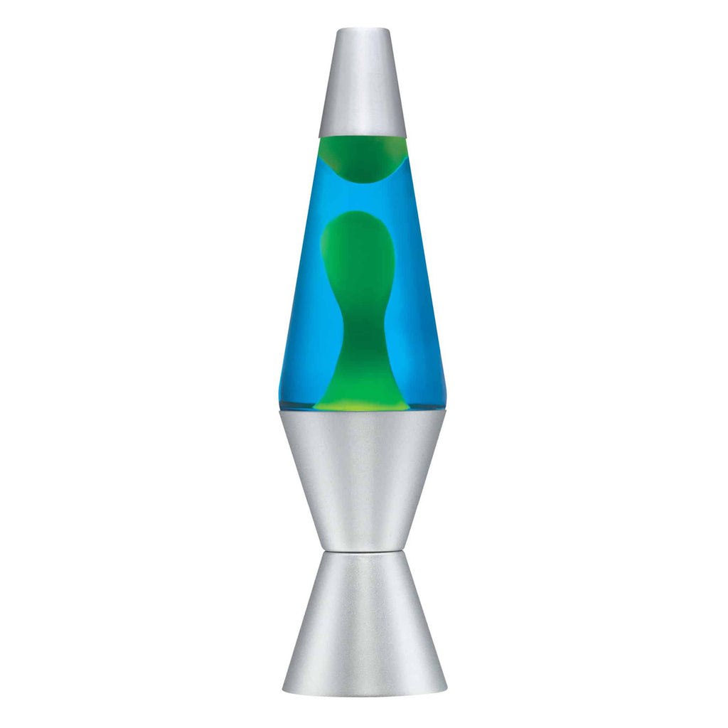 Blue and Yellow Lava Lamp Outside of Box with Lava Flowing