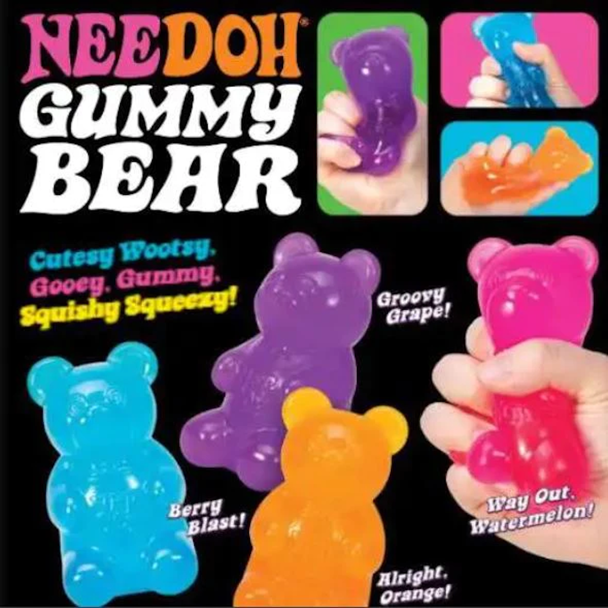 Schylling NeeDoh Gummy Bear - Sensory Fidget Toy - Assorted Colors - Ages 3  to Adult (Pack of 1)