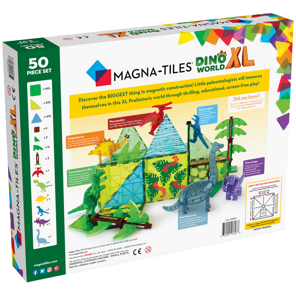 Magna-Tiles Dino World XL Back Of Box