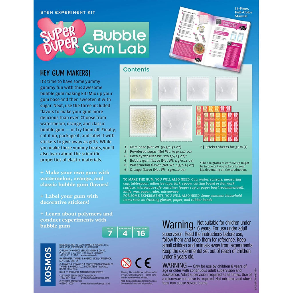 Super Duper Bubble Gum Lab Back Of Box