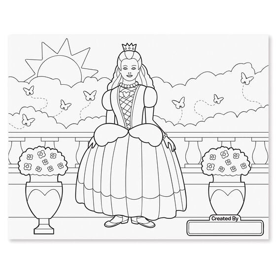 Pink Jumbo Coloring Pad Sample Page With Princess